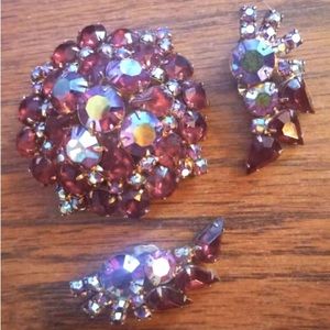 Aurora Borealis Brooch and earrings